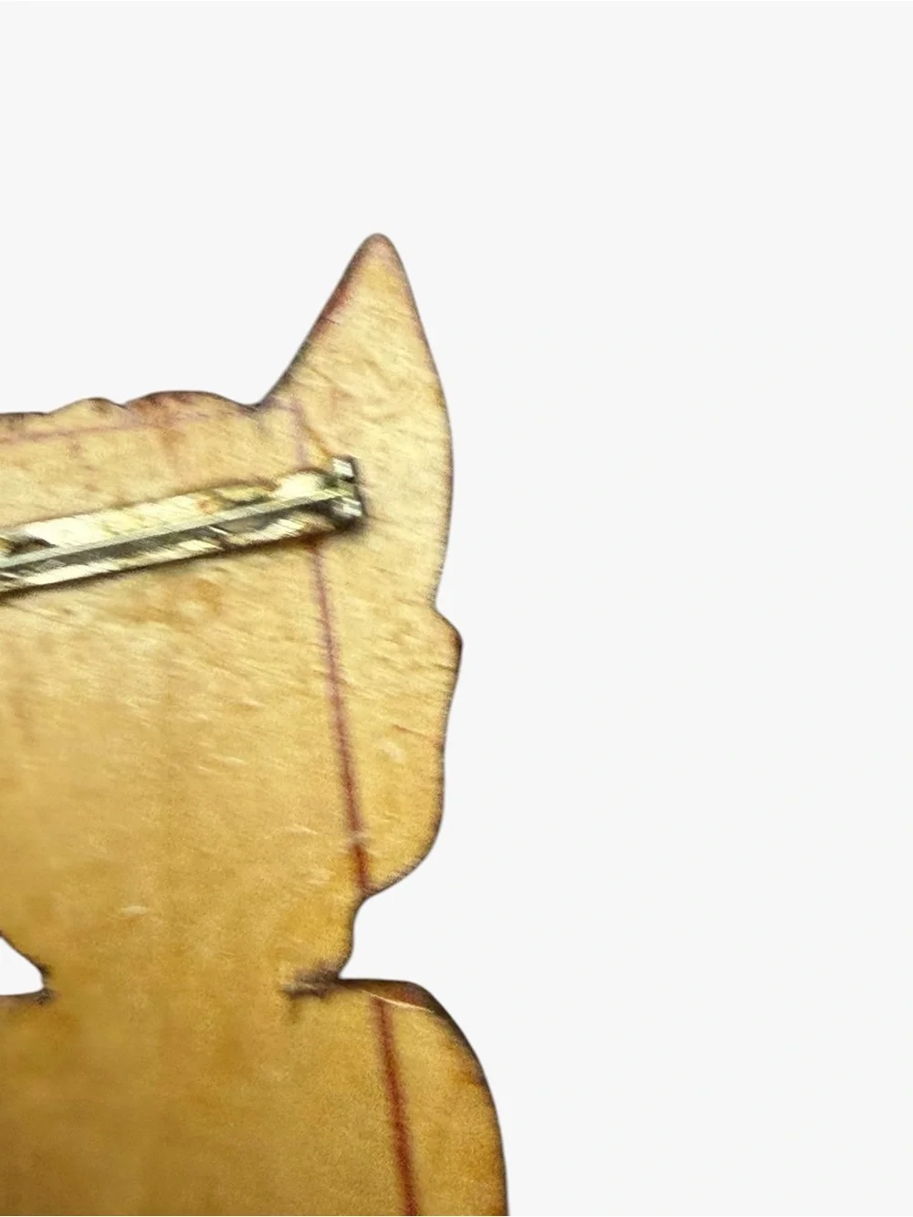 Wooden Cat Figurine Decorative Pin - Brown